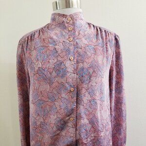 80s Viintage Floral Polyester Blouse
